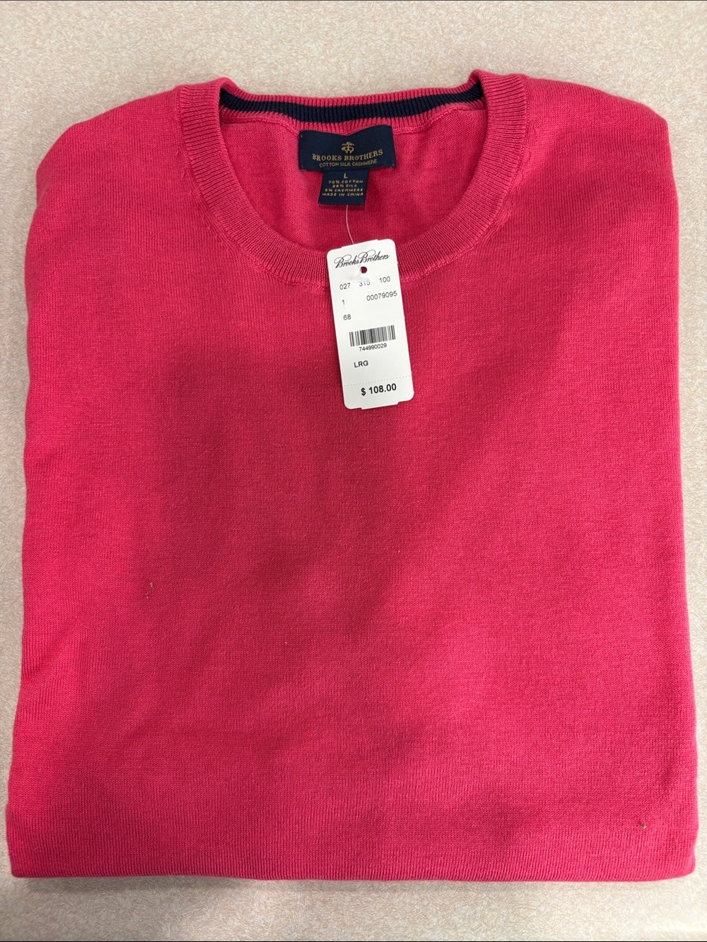 Brooks Brothers Men's Crewneck Sweater in Bright Pink